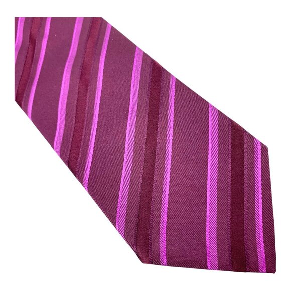 Vintage ETON Ganghester Shades of Red Silk Striped Repp Necktie Made in France - Picture 5 of 7
